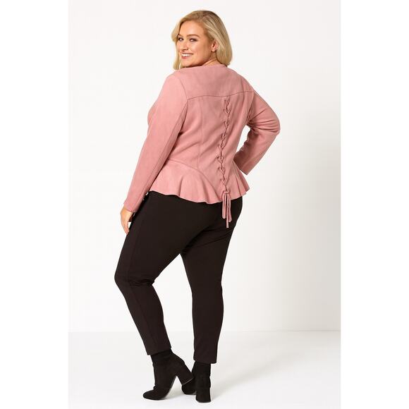 Lane Bryant Ultra Suede Peplum Jacket 24W Pink Zip Front - Picture 3 of 10